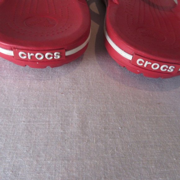 Unisex Red Crocs Flip Flops - Picture 2 of 6